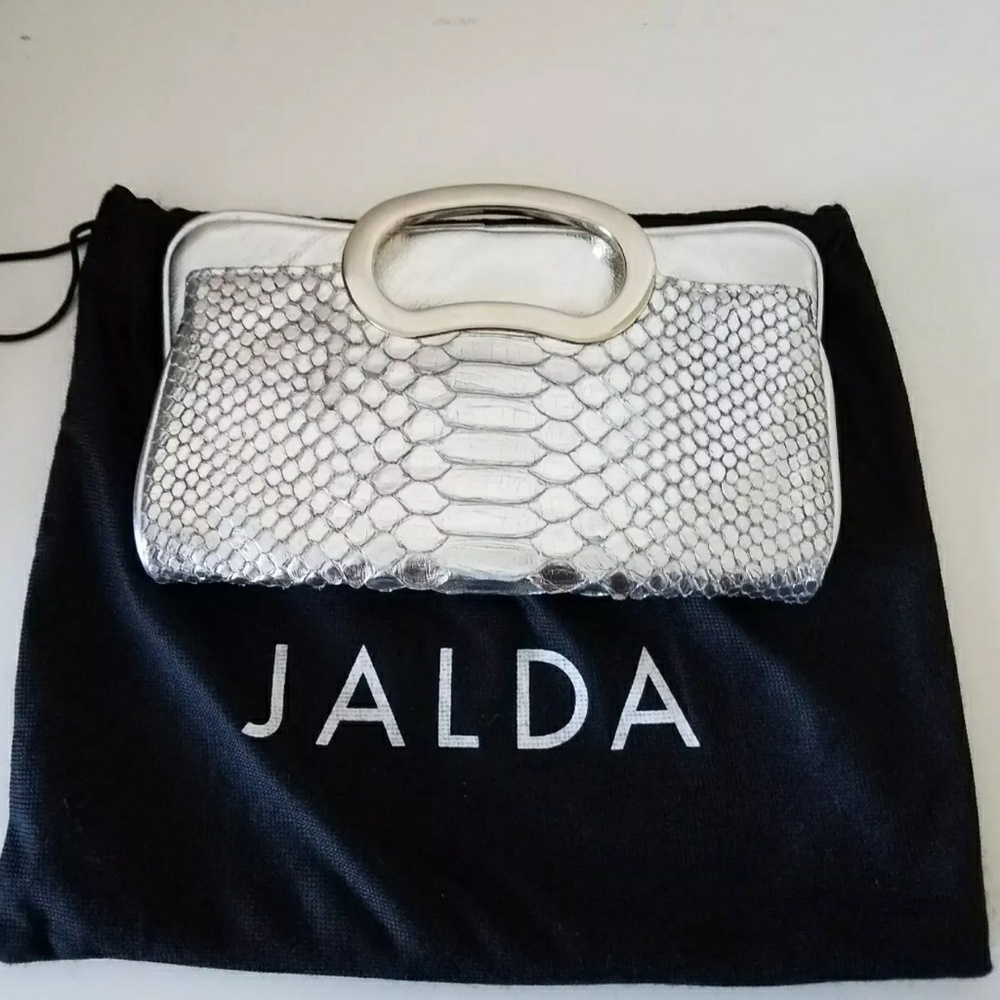 JALDA Silver Snake like Embossed Leather Fold Over